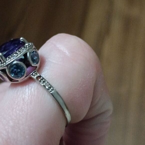 925 Genuine African Amethyst,  Rhodoilte Garnet & Blue Topaz. - Picture 15 of 16